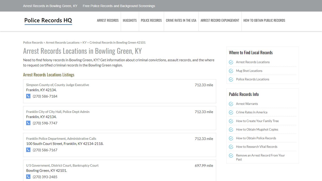 Arrest Records in Bowling Green, KY - Free Police Records and ...